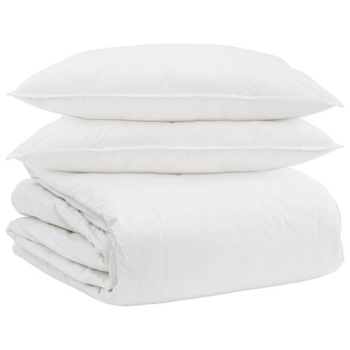Комплект завивки с възглавница 3 pcs Бяло Пухени пера