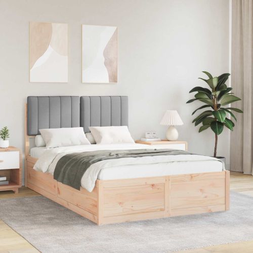 Леглова рамка с тапицирана гръбна част Светлосиво 120 x 190 cm