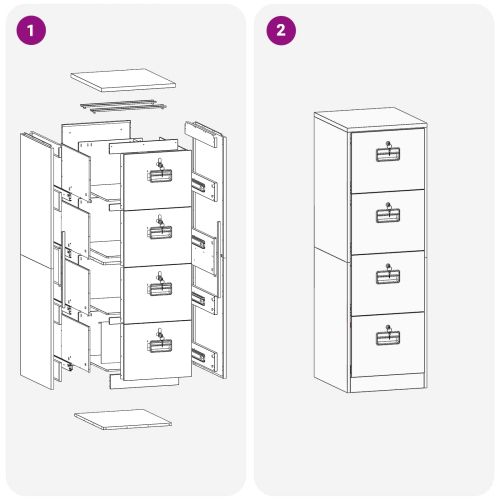 Кабинет за файлове с чекмедже 2 pcs Черно 44 x 50 x 106.5 см