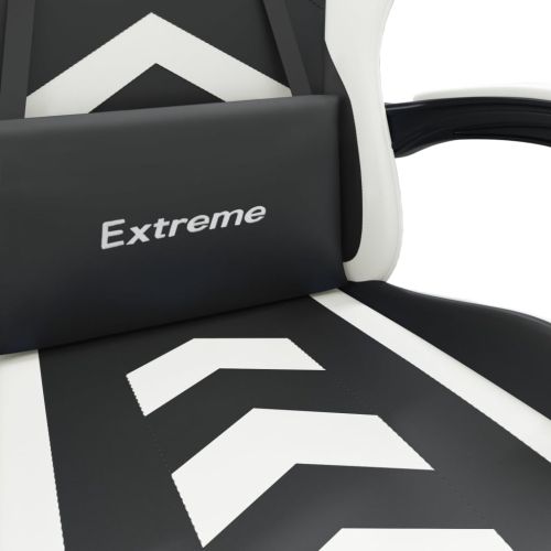 Въртящ гейминг стол, черно и бяло, изкуствена кожа