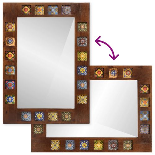 Огледало за баня Орех 50 x 70 x 2,5 см Солидно мангово дърво