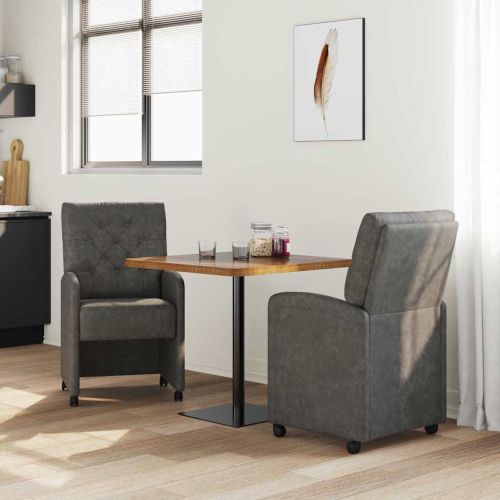 Столове с Колела 2 pcs Черно 58 x 67 x 97 см Изкуствена