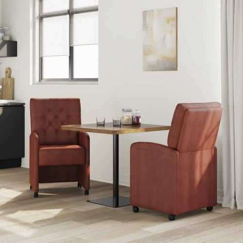 Столове с Колела 2 pcs Лъскав кафяв 58 x 67 x 97 см Изкуствена