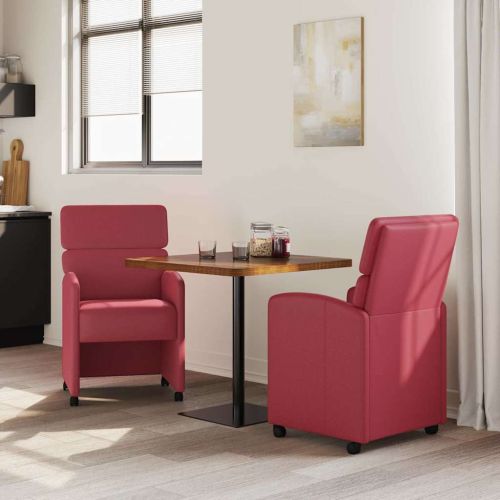 Столове с Колела 2 pcs виненочервен 58 x 65 x 98 см Изкуствена