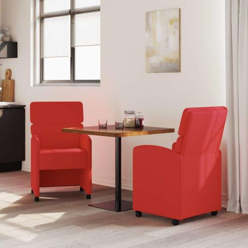 Столове с Колела 2 pcs Червено 58 x 65 x 98 см Изкуствена