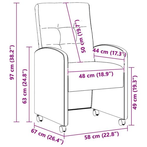 Столове с Колела 2 pcs Черно 58 x 67 x 97 см Изкуствена