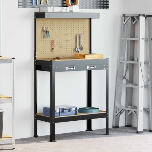 Работна маса Черен 81 x 41 x 145 см Конструирано дърво и метал.