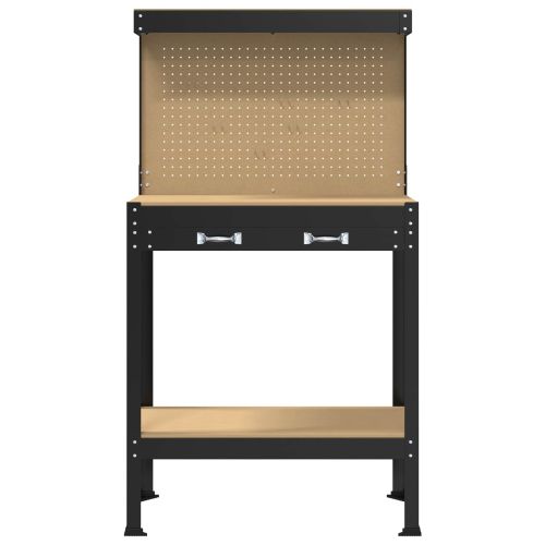 Работна маса Черен 81 x 41 x 145 см Конструирано дърво и метал.