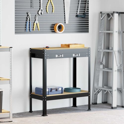 Работна маса Черен 80 x 40 x 91 см Конструирано дърво и метал.