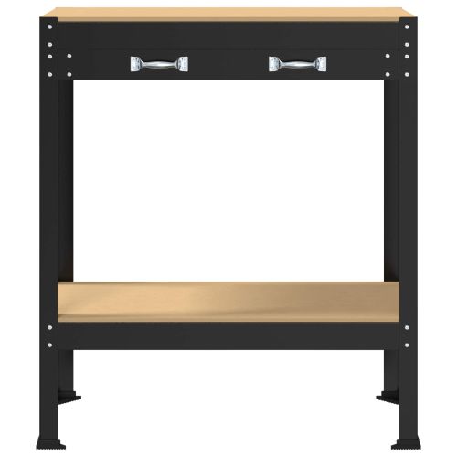 Работна маса Черен 80 x 40 x 91 см Конструирано дърво и метал.