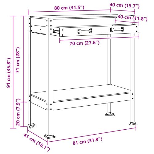 Работна маса Черен 80 x 40 x 91 см Конструирано дърво и метал.