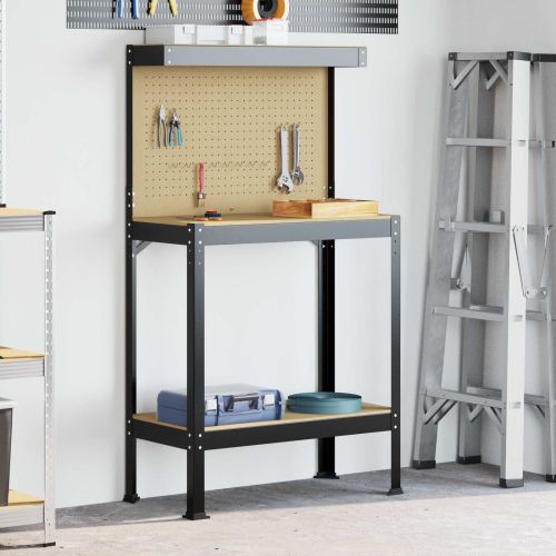 Работна маса Черен 81 x 41 x 145 см Конструирано дърво и метал.