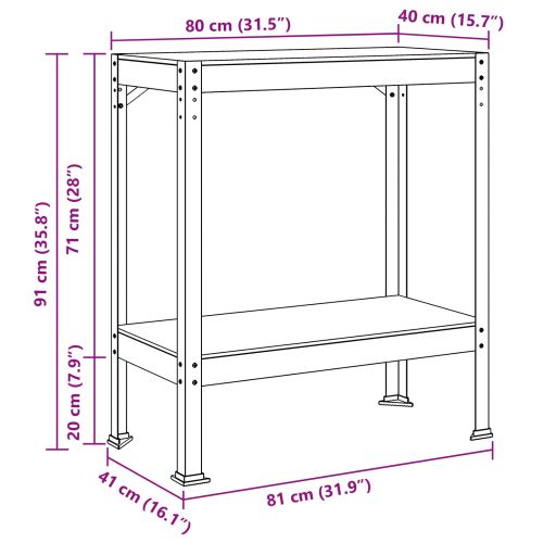 Работна маса Черен 81 x 41 x 91 см Конструирано дърво и метал.