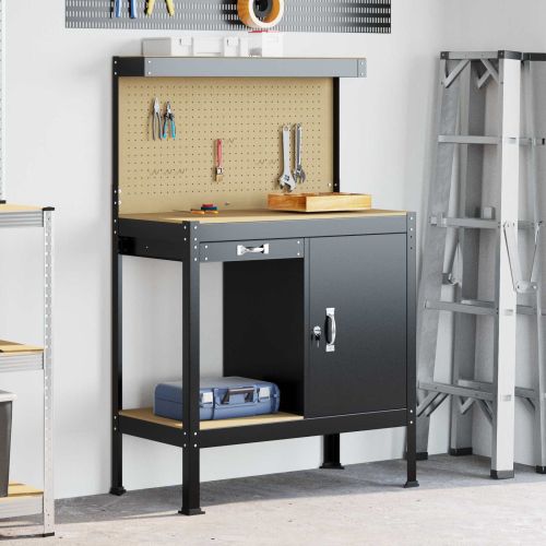 Работна маса Черен 90 x 49 x 141 см Конструирано дърво и метал.