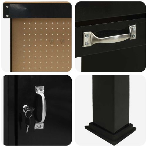 Работна маса Черен 90 x 49 x 141 см Конструирано дърво и метал.