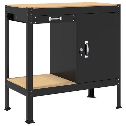 Работна маса Черен 90 x 49 x 91 см Конструирано дърво и метал.