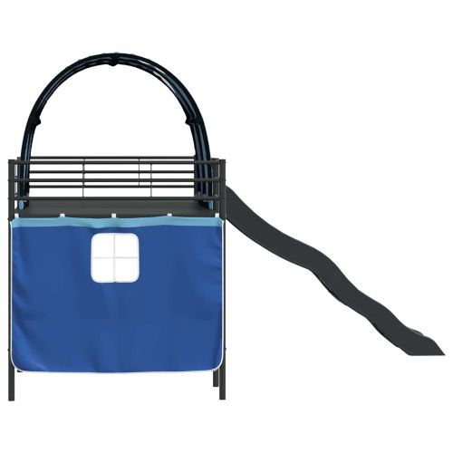 Легло на двуетажно легло за деца Черен и син 80 x 200 cm Метал