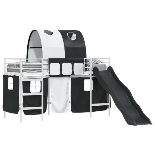 Легло на двуетажно легло за деца Бял и черен 100 x 190 cm Метал