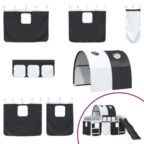 Легло на двуетажно легло за деца Бял и черен 100 x 200 cm Метал