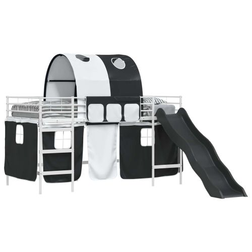 Легло на двуетажно легло за деца Бял и черен 107 x 200 см Метал