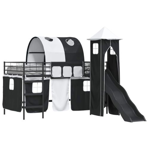 Легло на двуетажно легло за деца Черно 107 x 200 см Метал