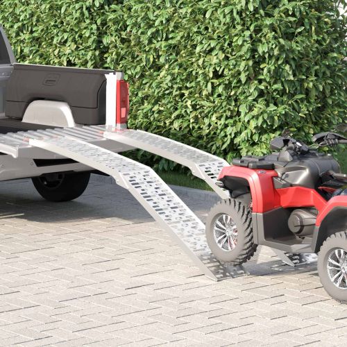 Сгъваема рампа за мотоциклети 340 кг на рампа 2 pcs Сребрист