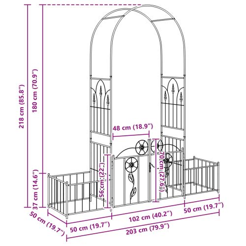 Градинска арка с заключване Зелен 203 x 50 x 218 см