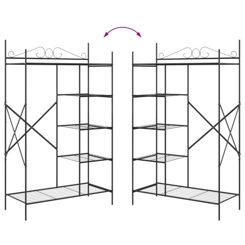 Отворен Гардероб с рафт Черно 104,5 x 45 x 172 см Стомана