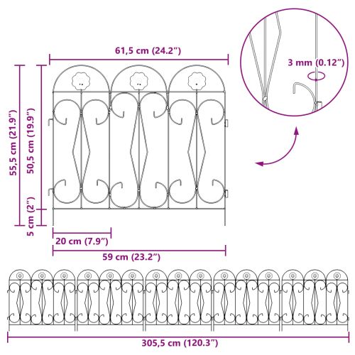 Градска ограда Решетка Зелен 305,5 x 55,5 x 0,3 см