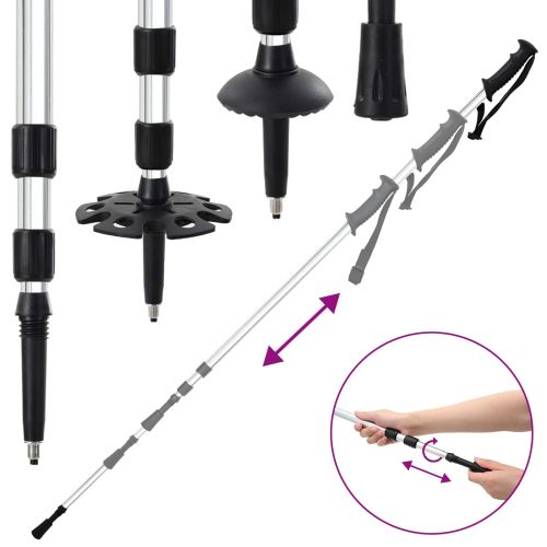 3 в 1 снегоходки с туристически пръчки Сребрист и Черен