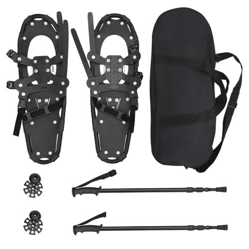 3 в 1 снегоходки с туристически пръчки Черно 25 инча