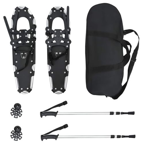 3 в 1 снегоходки с туристически пръчки Сребрист и Черен 30 инча