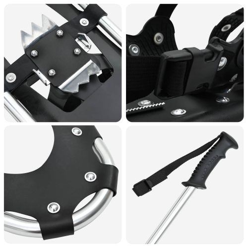 3 в 1 снегоходки с туристически пръчки Сребрист и Черен 30 инча