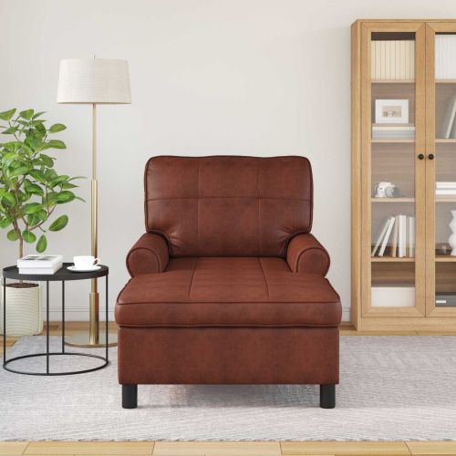 Шезлонг Лаунж Лъскаво кафяво 91 x 157 x 91 см Изкуствена