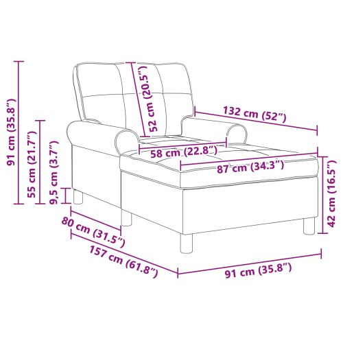 Шезлонг Лаунж Виненочервен 91 x 157 x 91 см Кадифе