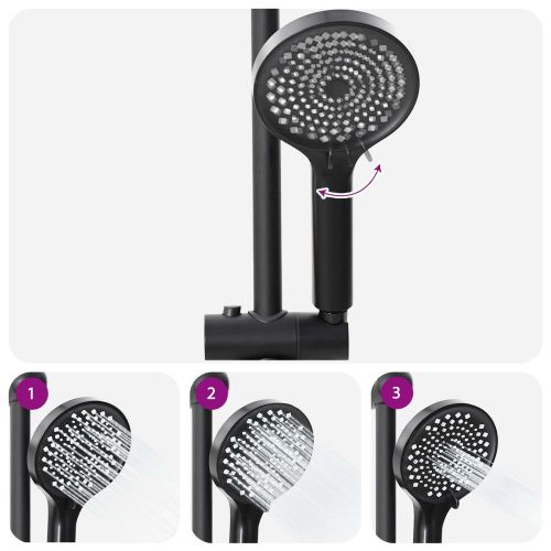 Комплект душова глава Черен 47 x 20 x 95 см Неръждаема стомана