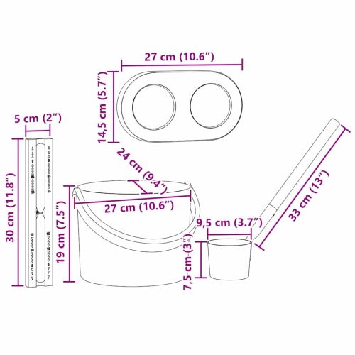 Комплект за сауна аксесоари 4 pcs Черно