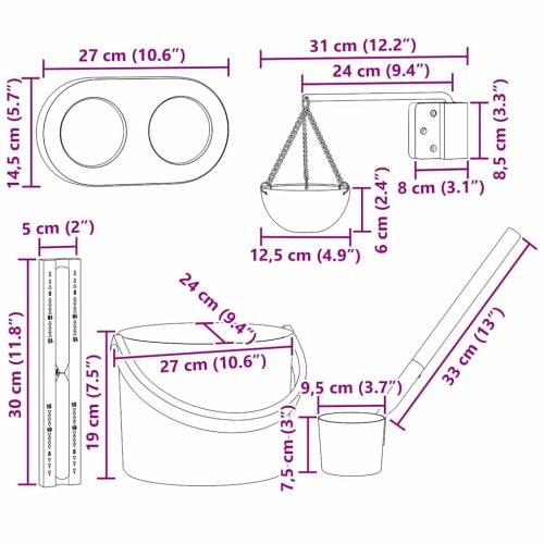 Комплект за сауна аксесоари 5 pcs Черно