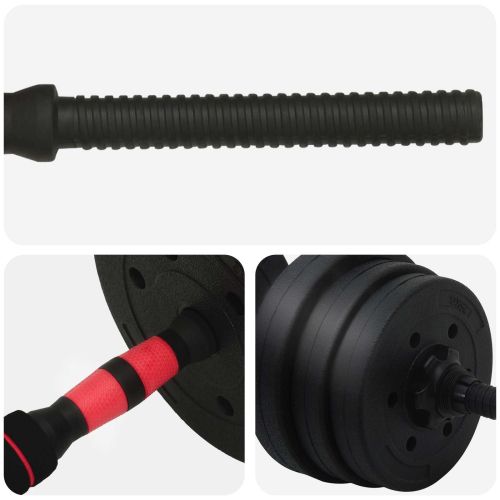 2-в-1 комплект дъмбели и щанга 20кг 20кг Черен и Червен