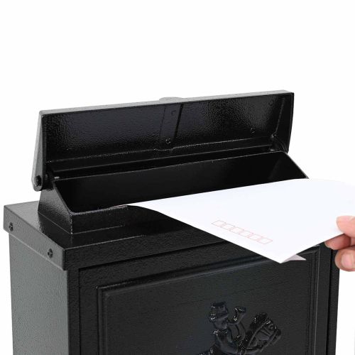 Стенно монтирана пощенска кутия с врата Черно 29 x 13 x 41 см