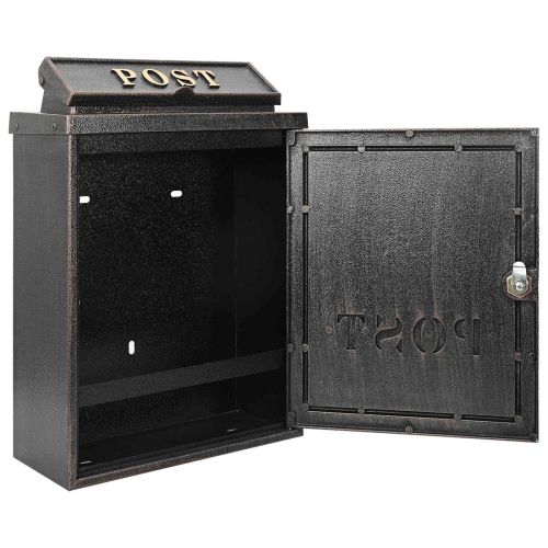 Стенно монтирана пощенска кутия с врата Бронзов 29 x 13 x 41 см