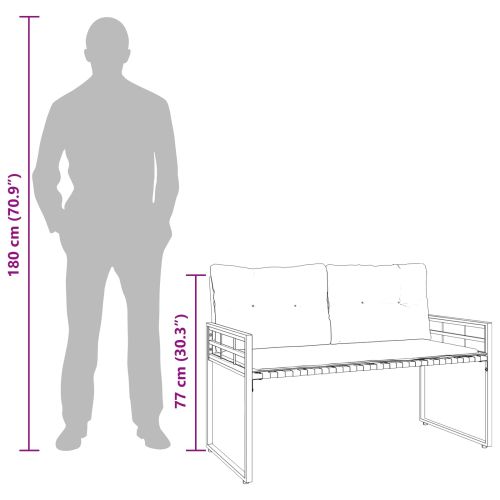 Дървена слоеста пейка с възглавница Крем 114 x 55 x 77 см