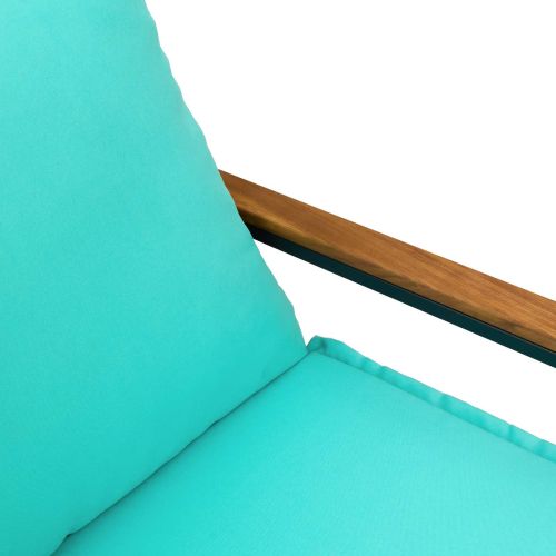 Пейка с възглавница Черен и Туркоаз 115 x 65 x 72 см Ратан