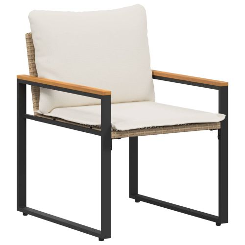 Комплекти мебели с възглавница 3 pcs Бежов и кремаво бял Ратан