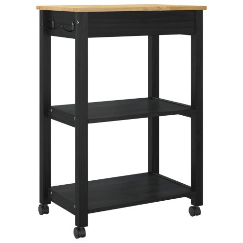 Кухненска количка MONZA Черен 60 x 40 x 88,5 см Солиден бор