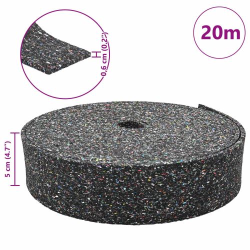 Ролка с гранулат от каучук Черен 200 x 5 x 0,6 см Каучук