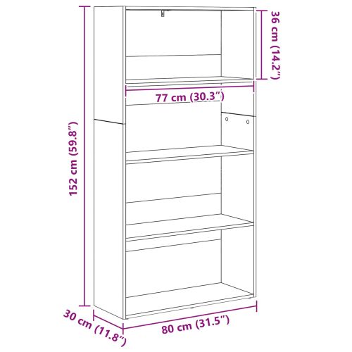 Самостоятелен шкаф за книги Черния дъб 80 x 30 x 152 см