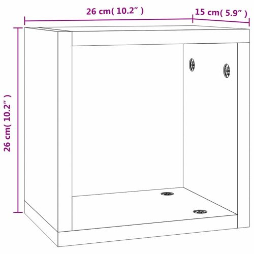Стени за рафтове с рафт 2 pcs Димян дъб 26 x 15 x 26 cm