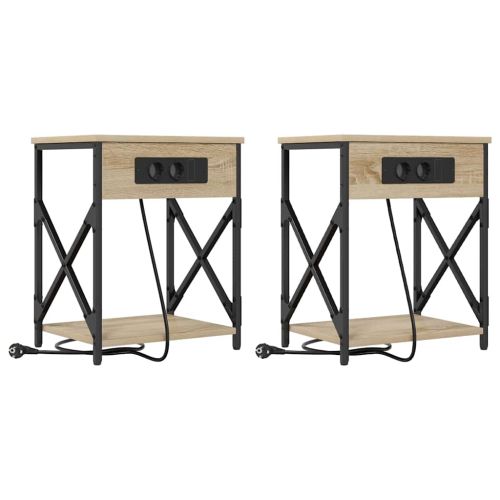 Нощен шкаф 2 pcs Сонома дъб 41 x 31 x 51 см Инженерно дърво