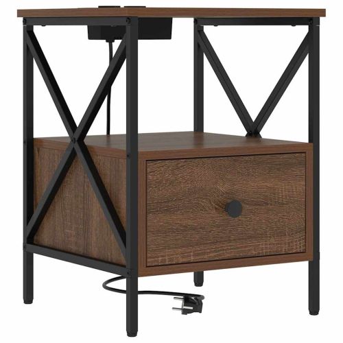 Нощен шкаф Кафяв дъб 41,5 x 40,5 x 55 см Инженерно дърво